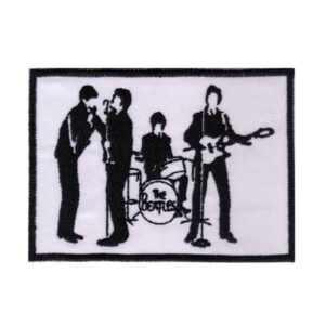 The Beatles "Band" White & Black Iron-on Patch 7cm x 9.9cm