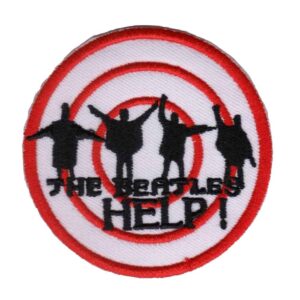 The Beatles "Help" White & Red Round Iron-on Patch 6.8cm x 6.8cm