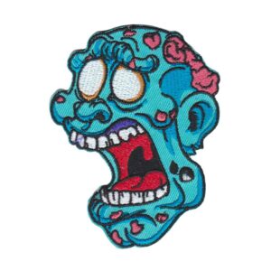 zombie-head-blue-iron-on-patch